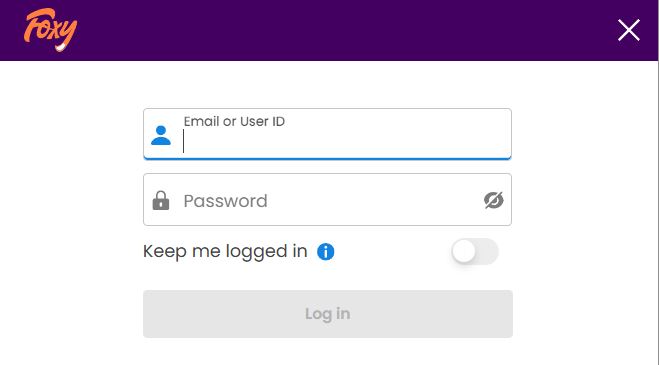 Log in to your Foxy account using email or user ID and password