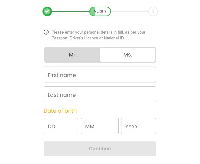 Verify your Foxy account by providing personal details as shown in your passport or national ID