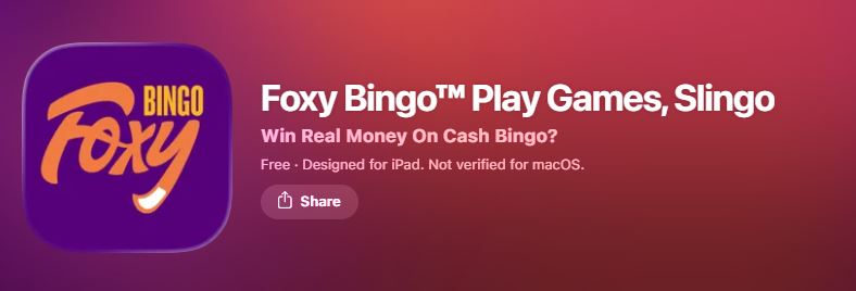 Install the Foxy Bingo app on your iPhone or Android device