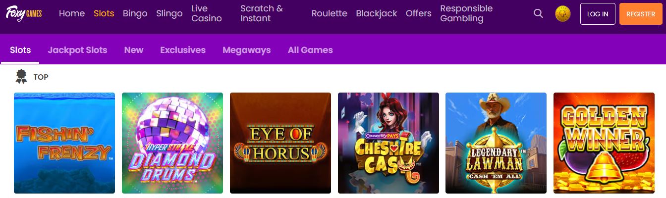 Search for your favourite slot games at Foxy Games casino