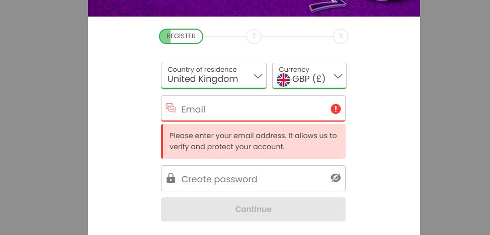 Complete your Foxy registration form by entering a valid email address to protect your account 